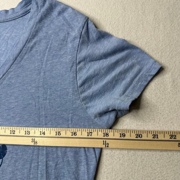 Disney Mickey Mouse Womens SS V‎ Neck Blue Tshirt Size M - Picture 6 of 8